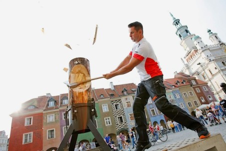 Arkadiusz Drozdek of Poland training in Poznan on 13th of September 2015 for the Stihl Timbersports World Championship 2015 which will be held in Posznan on November 13th and 14th 2015
