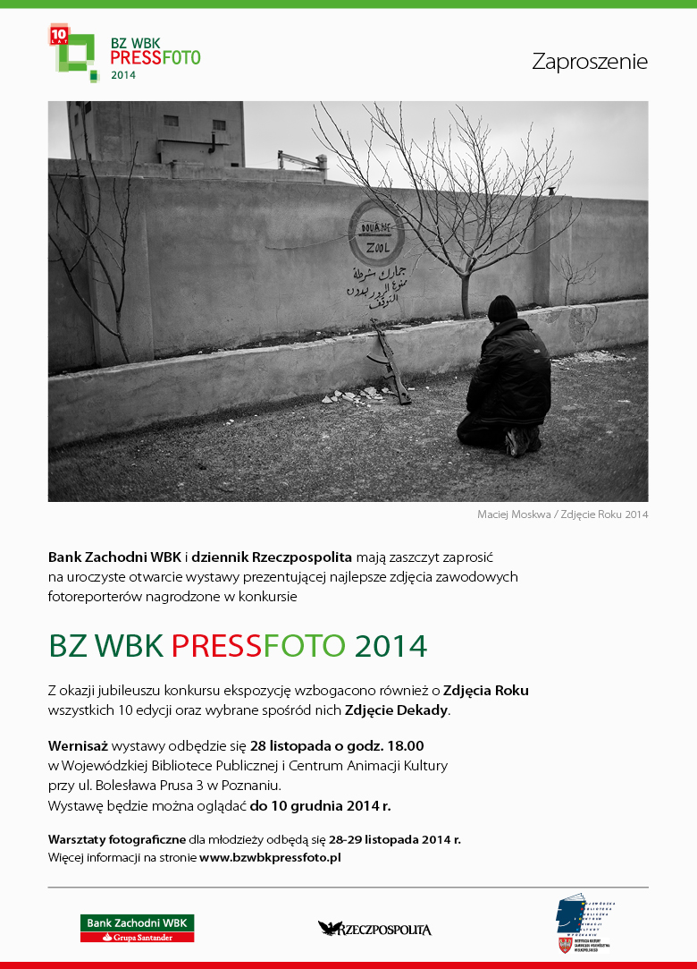 Zaproszenie na wernisaż BZ WBK Press Foto 2014