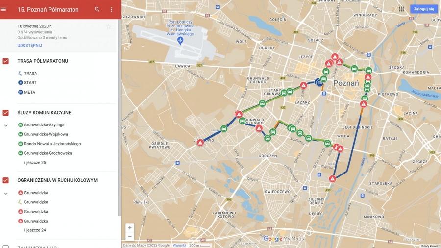 Aktywna mapa na 15. Poznań Półmaraton