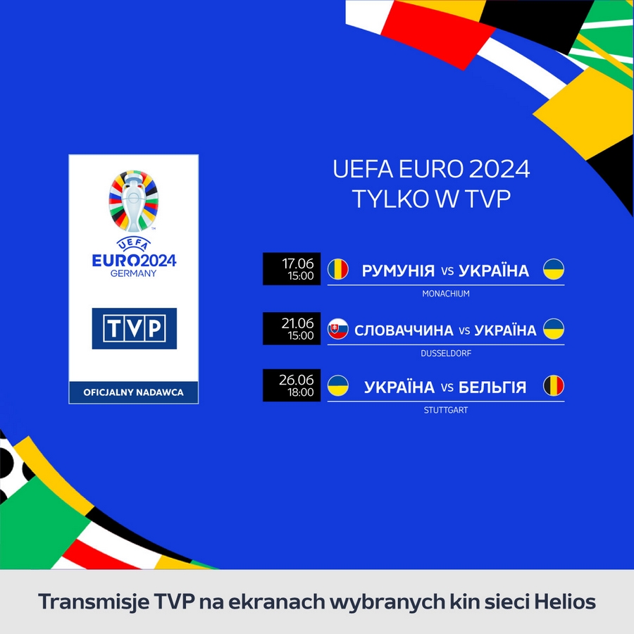 Transmisje meczów Ukrainy na Euro 2024 w Heliosie
