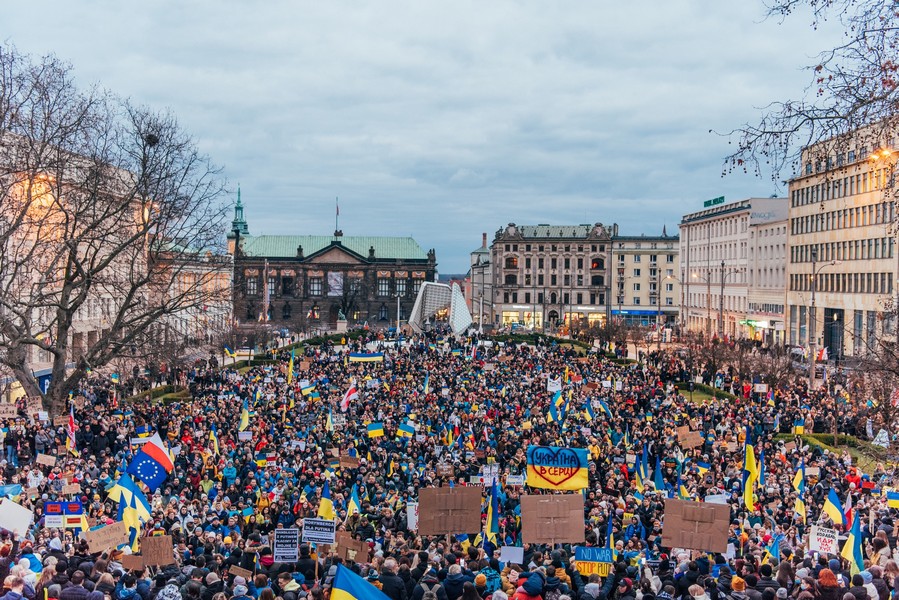 protest przeciw wojnie w Ukrainie