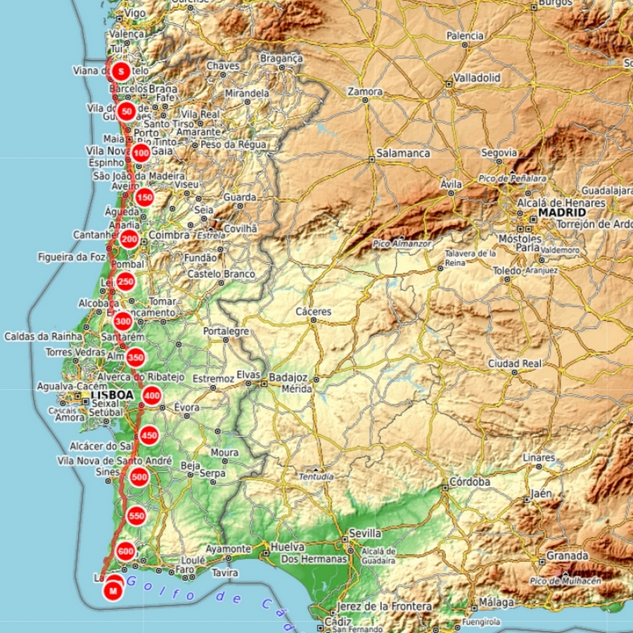 Trasa biegu przez Portugalię