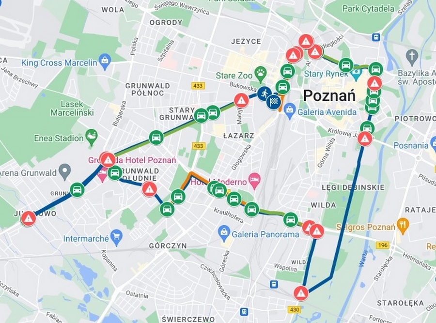 mapa, która ułatwi poruszanie się po Poznaniu